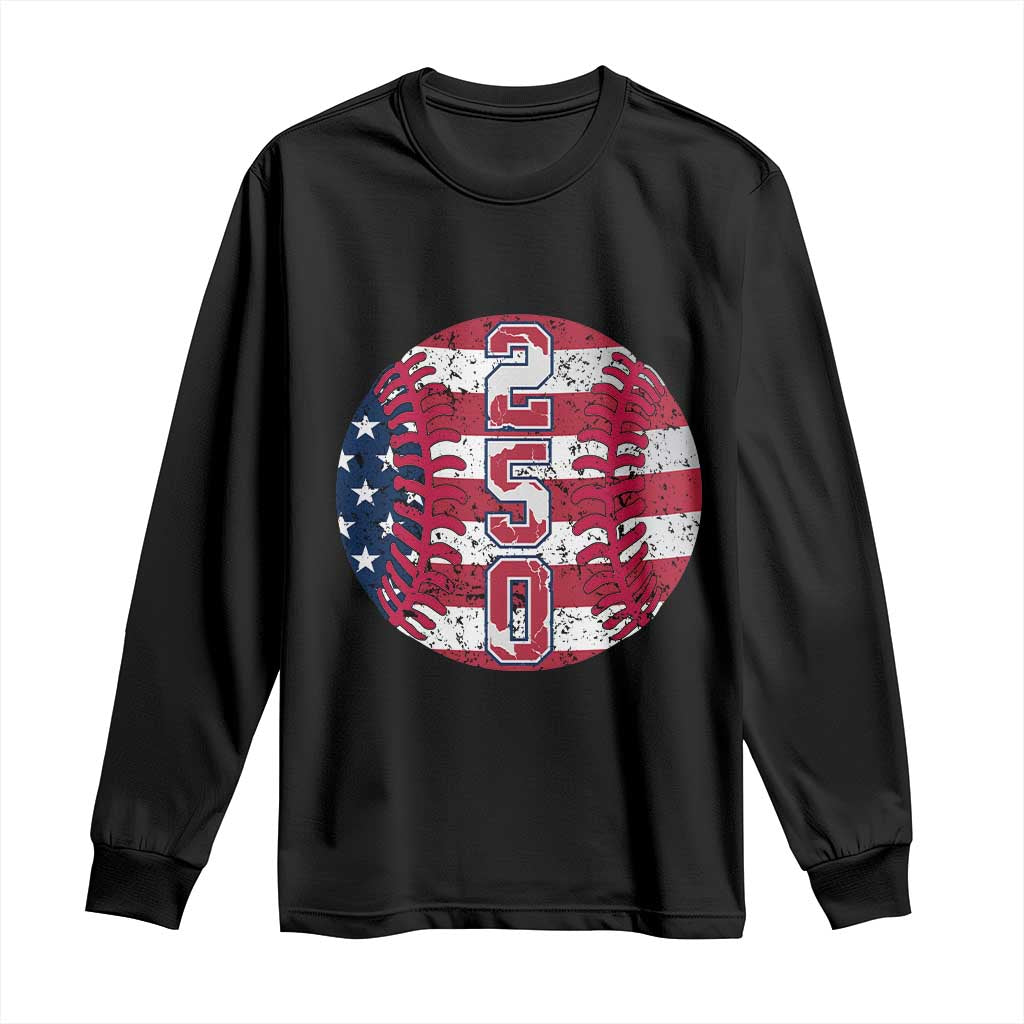 USA 250th Anniversary Baseball Long Sleeve Shirt Patriotic Athlete Gift TS12 Black Print Your Wear