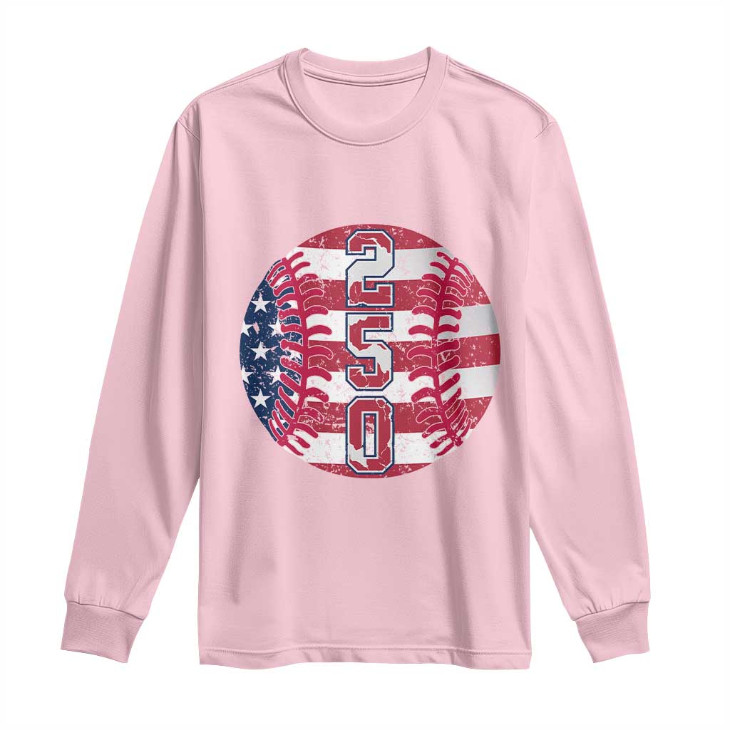 USA 250th Anniversary Baseball Long Sleeve Shirt Patriotic Athlete Gift TS12 Light Pink Print Your Wear