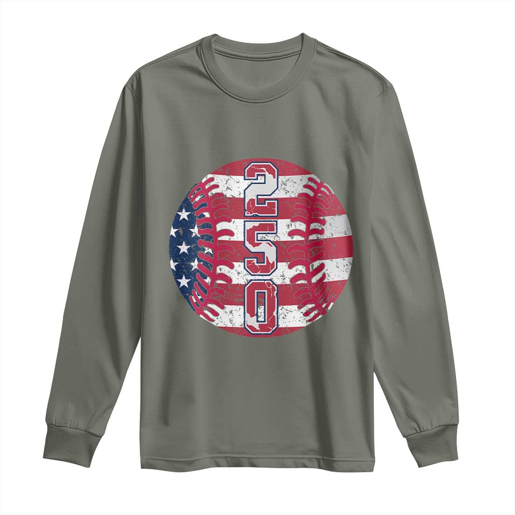 USA 250th Anniversary Baseball Long Sleeve Shirt Patriotic Athlete Gift TS12 Military Green Print Your Wear