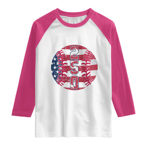 USA 250th Anniversary Baseball Raglan Shirt Patriotic Athlete Gift TS12 White Heliconia Print Your Wear