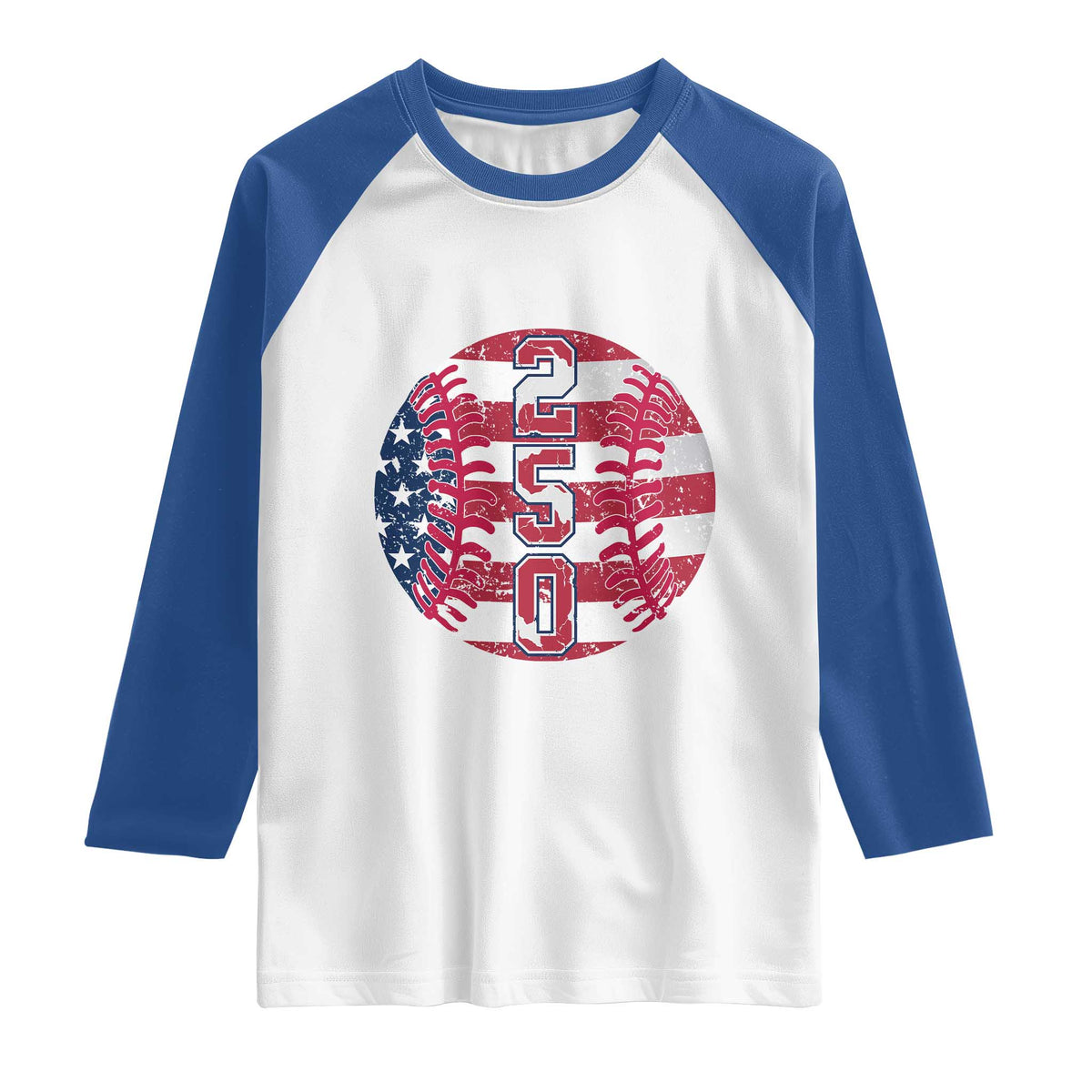 USA 250th Anniversary Baseball Raglan Shirt Patriotic Athlete Gift TS12 White Royal Print Your Wear