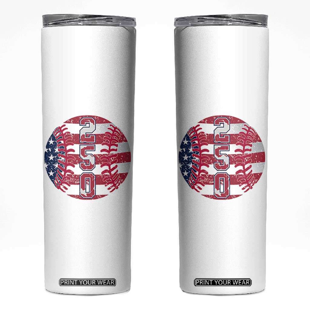 USA 250th Anniversary Baseball Skinny Tumbler Patriotic Athlete Gift TS12 White Print Your Wear
