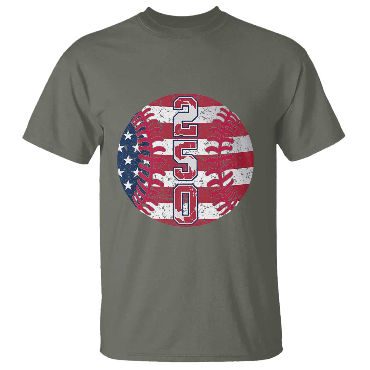 USA 250th Anniversary Baseball T Shirt Patriotic Athlete Gift TS12 Military Green Print Your Wear