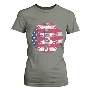 USA 250th Anniversary Baseball T Shirt For Women Patriotic Athlete Gift TS12 Military Green Print Your Wear