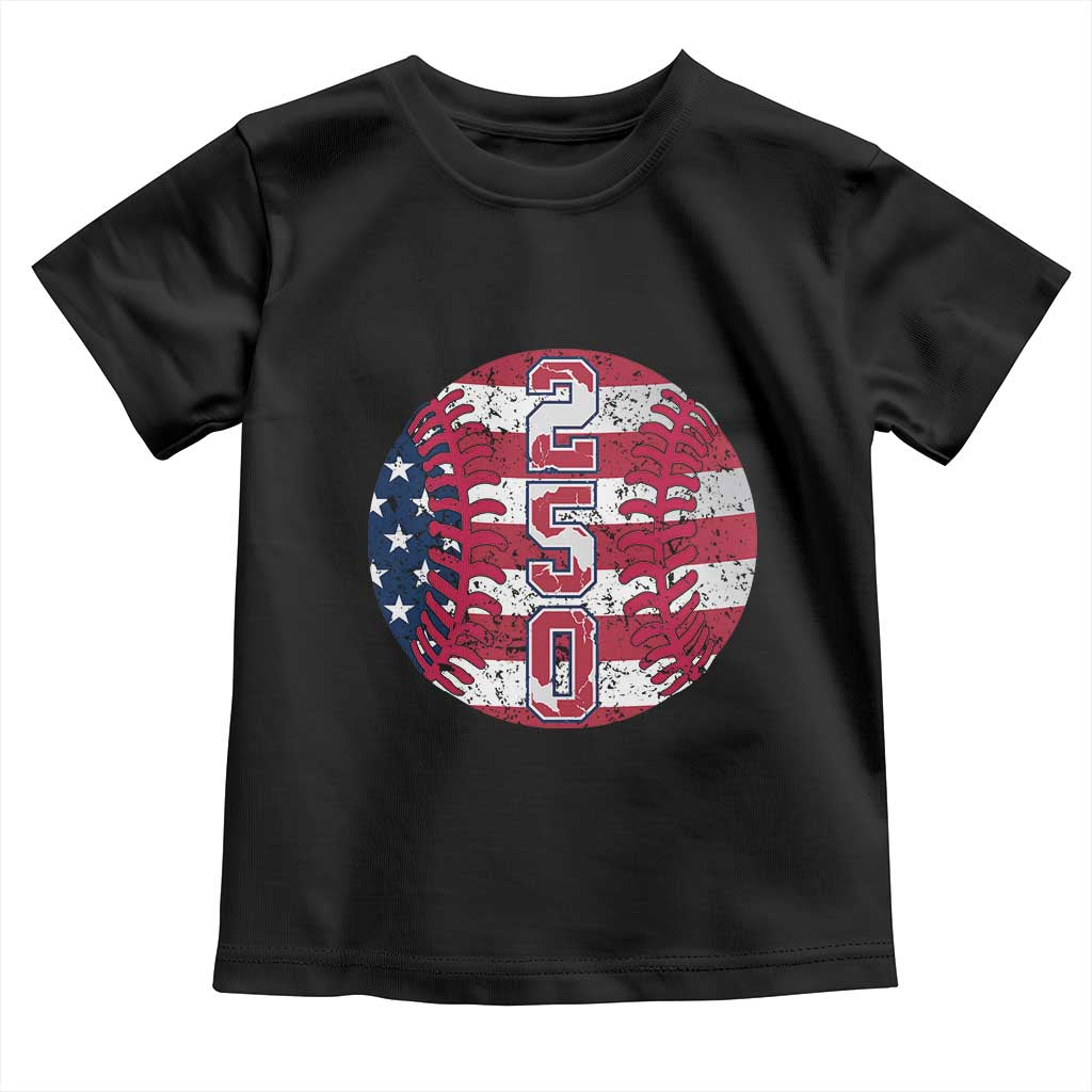 USA 250th Anniversary Baseball Toddler T Shirt Patriotic Athlete Gift TS12 Black Print Your Wear