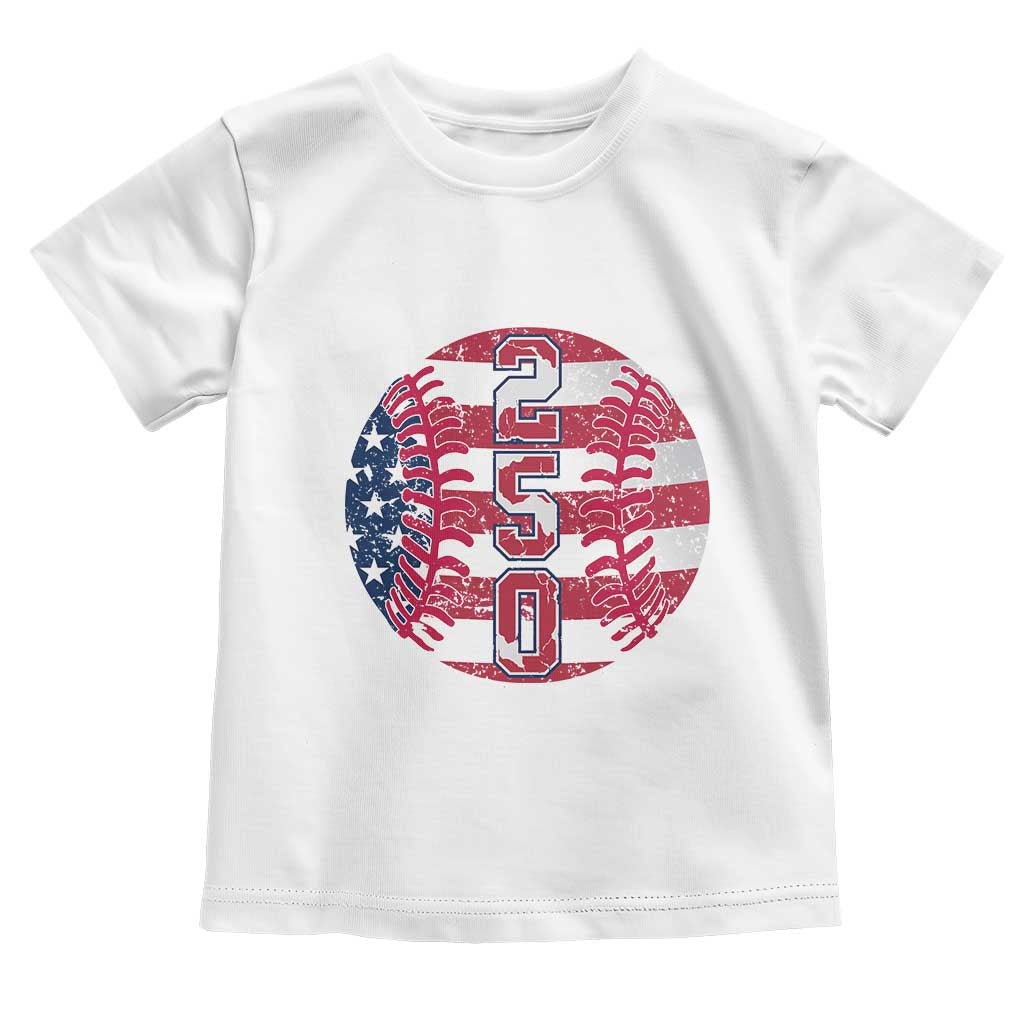 USA 250th Anniversary Baseball Toddler T Shirt Patriotic Athlete Gift TS12 White Print Your Wear