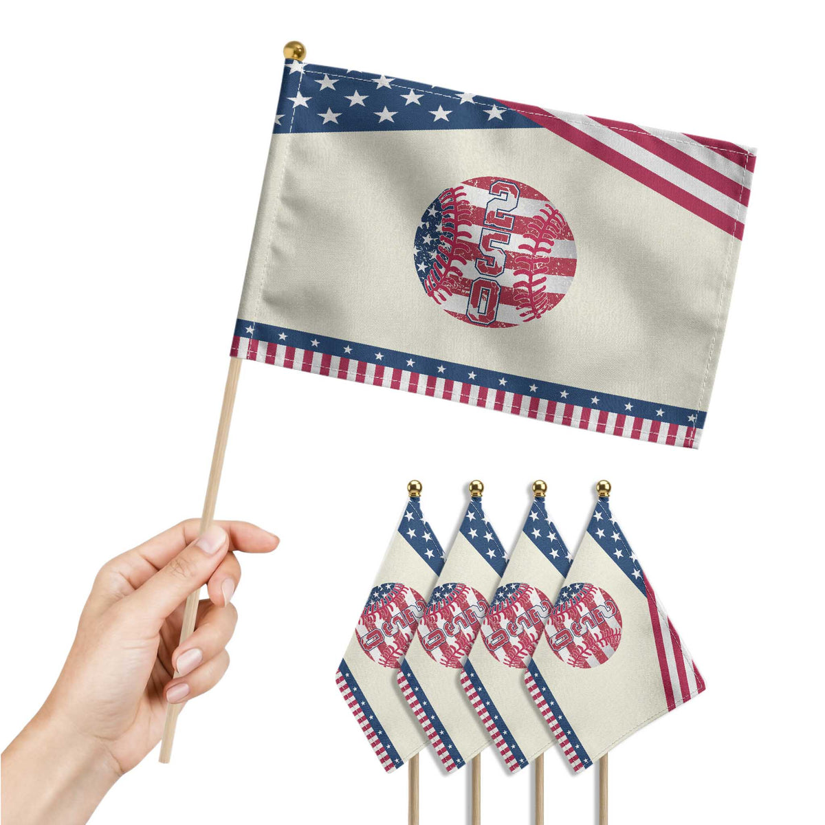 USA 250th Anniversary Baseball Patriotic Handheld Flag Athlete Gift TS12 Print Your Wear