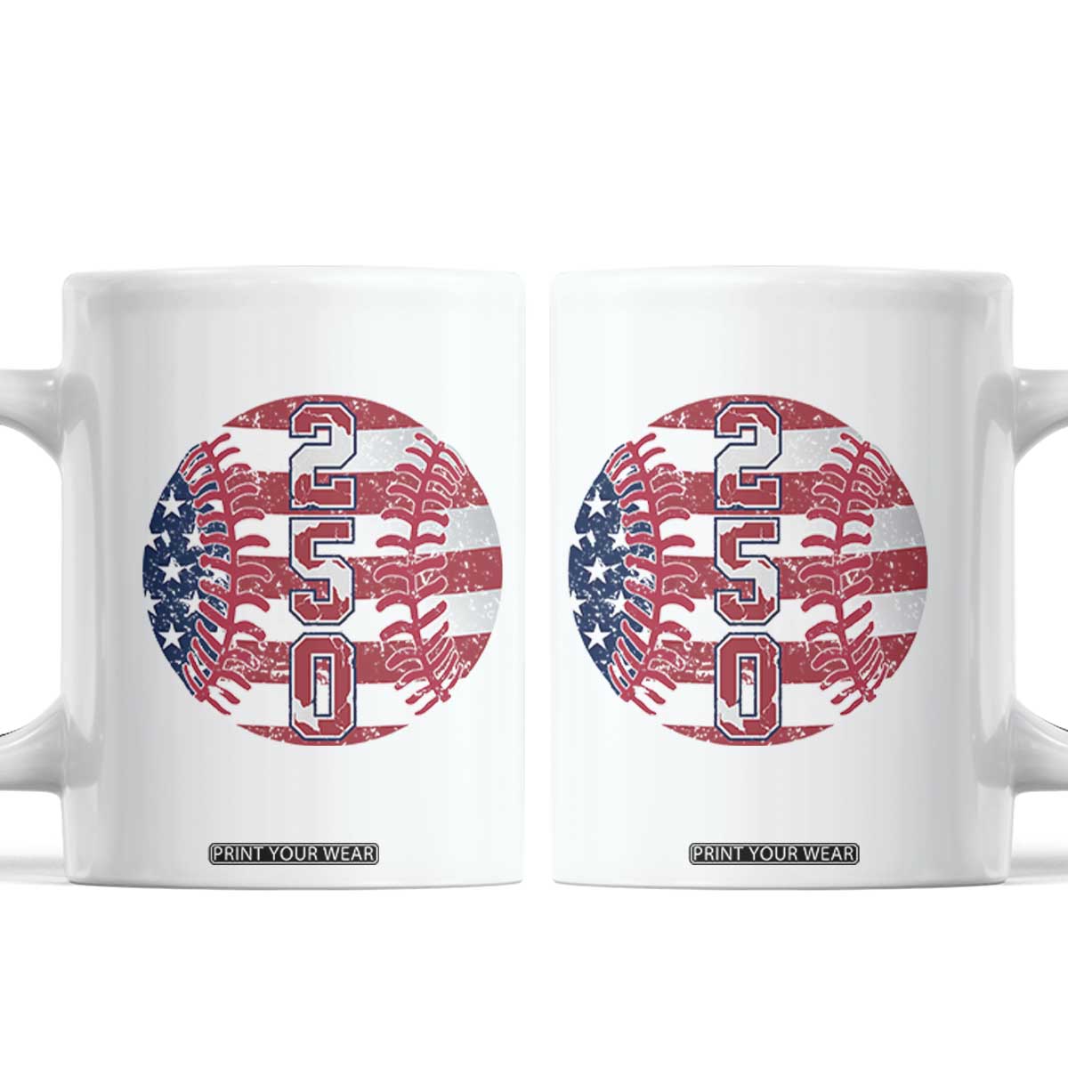 USA 250th Anniversary Baseball Coffee Mug Patriotic Athlete Gift TS12 White Print Your Wear