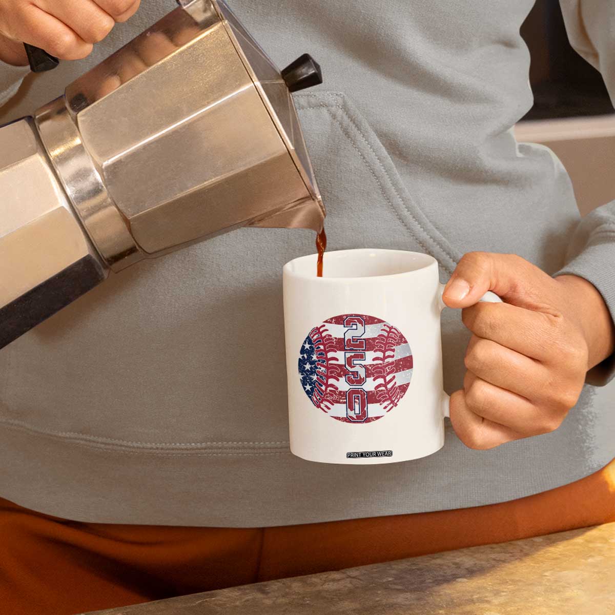 USA 250th Anniversary Baseball Coffee Mug Patriotic Athlete Gift TS12 Print Your Wear