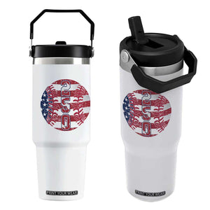 USA 250th Anniversary Baseball Flip Straw Tumbler Patriotic Athlete Gift TS12 One Size: 30 oz White Print Your Wear