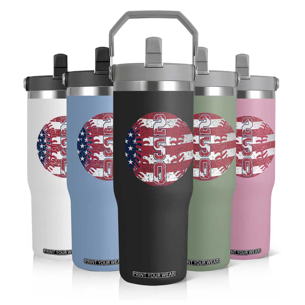 USA 250th Anniversary Baseball Flip Straw Tumbler Patriotic Athlete Gift TS12 Print Your Wear