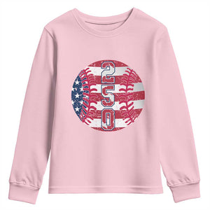 USA 250th Anniversary Baseball Youth Sweatshirt Patriotic Athlete Gift TS12 Light Pink Print Your Wear