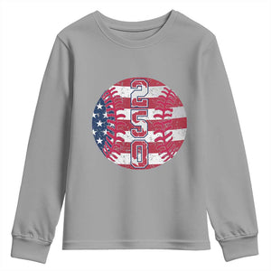 USA 250th Anniversary Baseball Youth Sweatshirt Patriotic Athlete Gift TS12 Sport Gray Print Your Wear