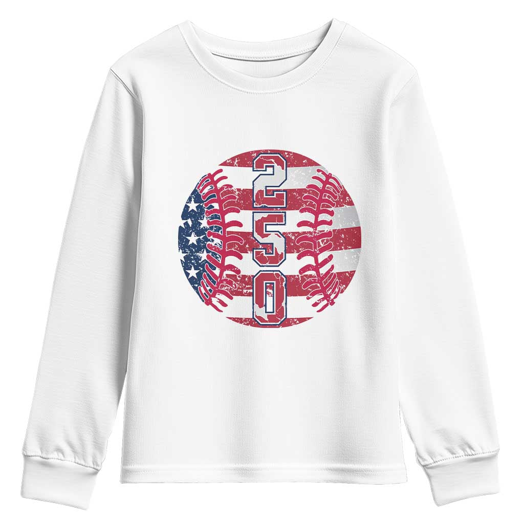 USA 250th Anniversary Baseball Youth Sweatshirt Patriotic Athlete Gift TS12 White Print Your Wear