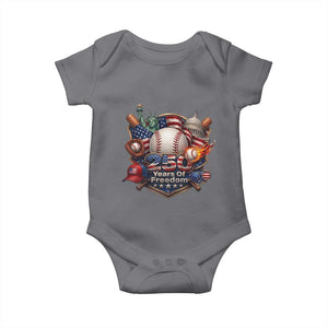 USA 250 Years Of Freedom Baseball Graphic Baby Onesie TS12 Charcoal Print Your Wear