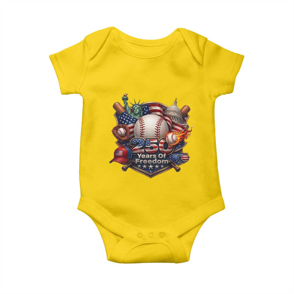 USA 250 Years Of Freedom Baseball Graphic Baby Onesie TS12 Daisy Print Your Wear