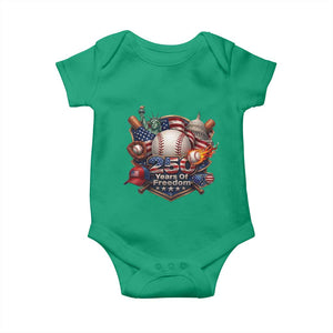 USA 250 Years Of Freedom Baseball Graphic Baby Onesie TS12 Irish Green Print Your Wear