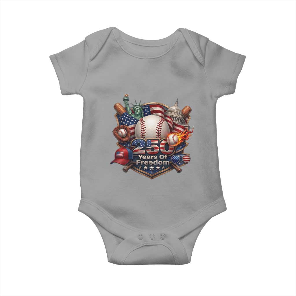 USA 250 Years Of Freedom Baseball Graphic Baby Onesie TS12 Sport Gray Print Your Wear