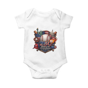 USA 250 Years Of Freedom Baseball Graphic Baby Onesie TS12 White Print Your Wear