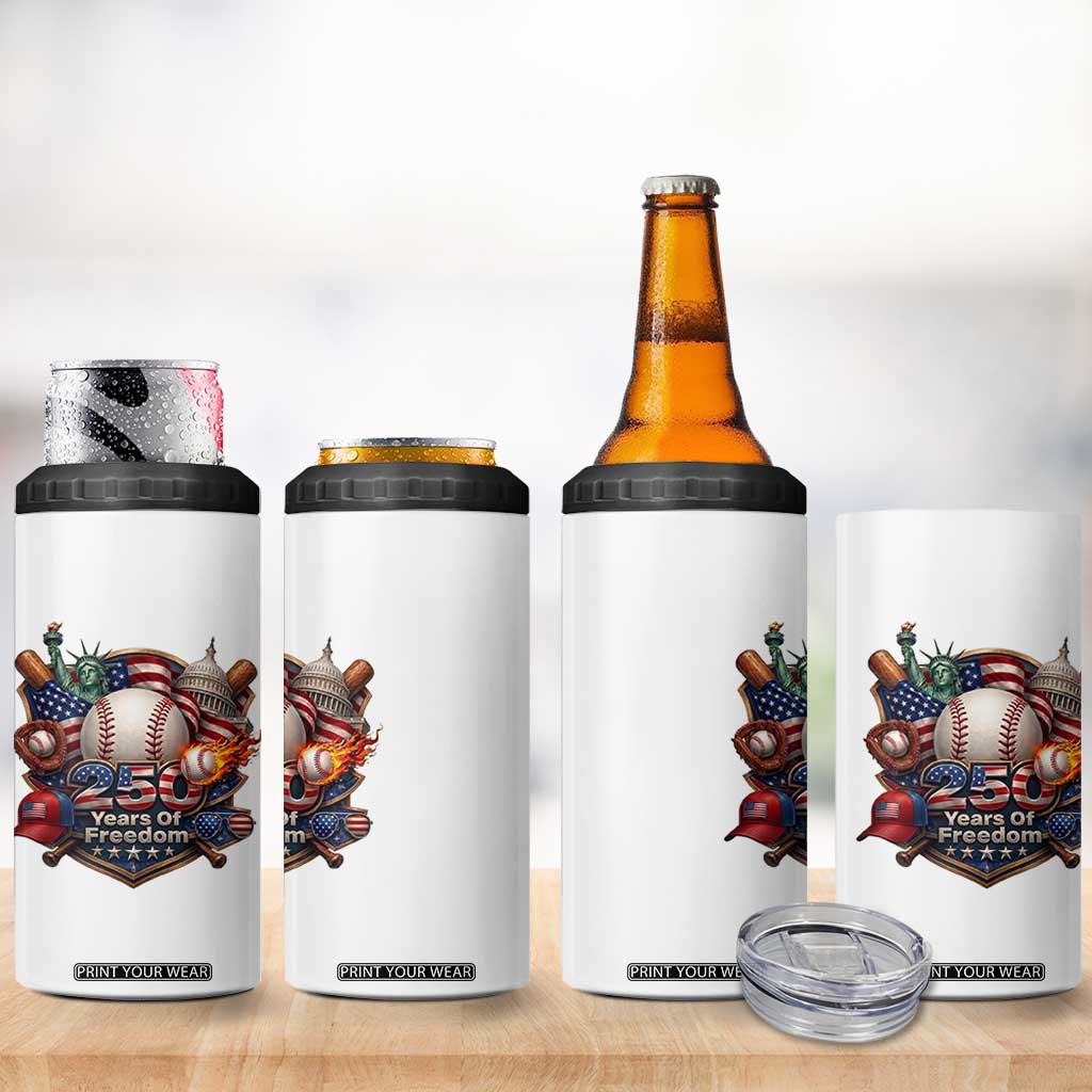 USA 250 Years Of Freedom Baseball Graphic 4 in 1 Can Cooler Tumbler TS12 Print Your Wear