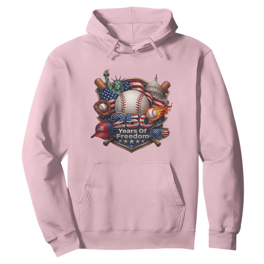 USA 250 Years Of Freedom Baseball Graphic Hoodie TS12 Light Pink Print Your Wear