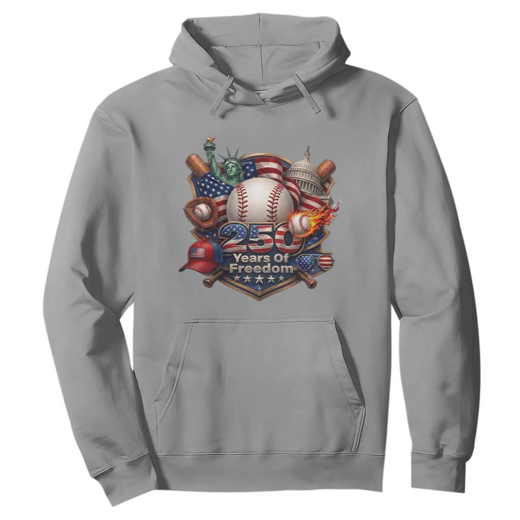 USA 250 Years Of Freedom Baseball Graphic Hoodie TS12 Sport Gray Print Your Wear