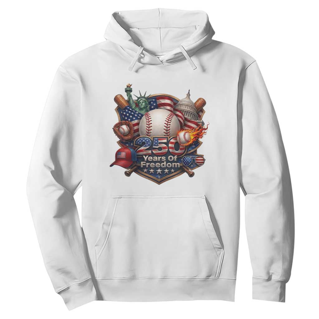 USA 250 Years Of Freedom Baseball Graphic Hoodie TS12 White Print Your Wear