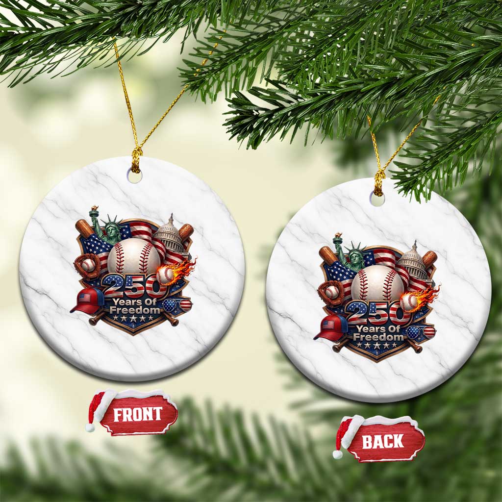 USA 250 Years Of Freedom Baseball Graphic Ceramic Ornament TS12 1pc White Marble Print Your Wear
