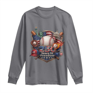 USA 250 Years Of Freedom Baseball Graphic Long Sleeve Shirt TS12 Charcoal Print Your Wear