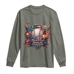 USA 250 Years Of Freedom Baseball Graphic Long Sleeve Shirt TS12 Military Green Print Your Wear