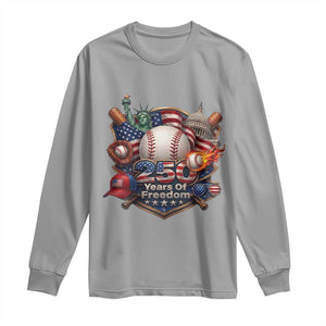 USA 250 Years Of Freedom Baseball Graphic Long Sleeve Shirt TS12 Sport Gray Print Your Wear