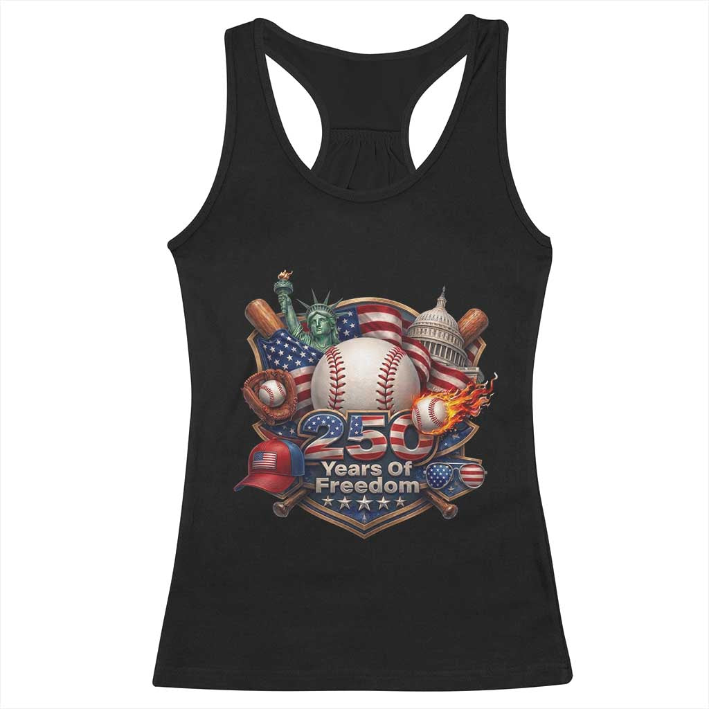 USA 250 Years Of Freedom Baseball Graphic Racerback Tank Top TS12 Black Print Your Wear