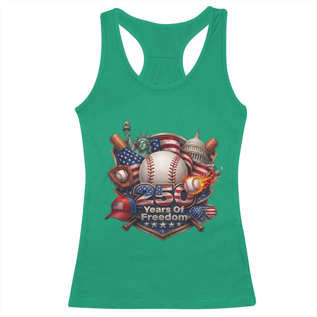 USA 250 Years Of Freedom Baseball Graphic Racerback Tank Top TS12 Irish Green Print Your Wear