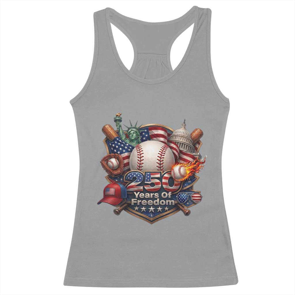 USA 250 Years Of Freedom Baseball Graphic Racerback Tank Top TS12 Sport Gray Print Your Wear