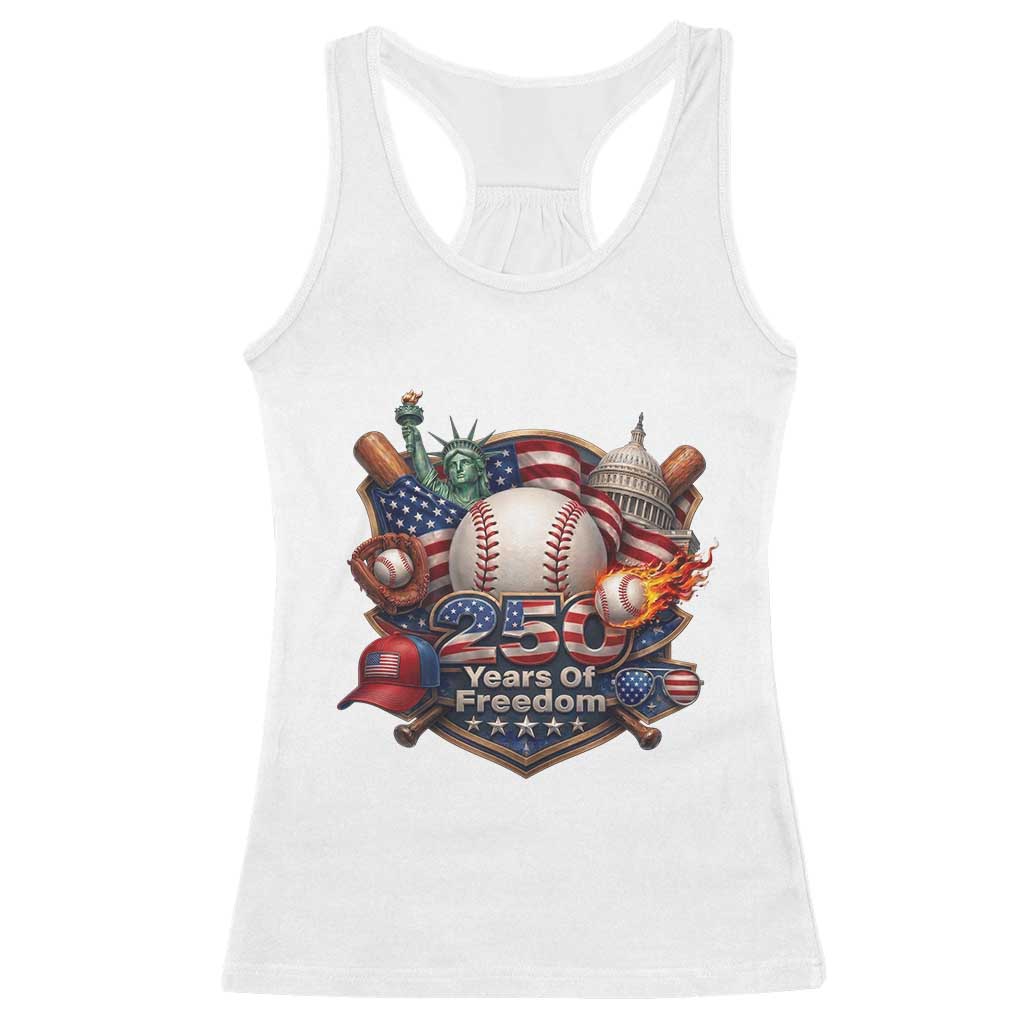 USA 250 Years Of Freedom Baseball Graphic Racerback Tank Top TS12 White Print Your Wear