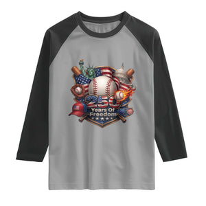 USA 250 Years Of Freedom Baseball Graphic Raglan Shirt TS12 Sport Gray Black Print Your Wear