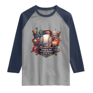 USA 250 Years Of Freedom Baseball Graphic Raglan Shirt TS12 Sport Gray Navy Print Your Wear