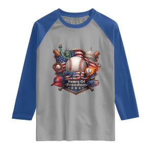 USA 250 Years Of Freedom Baseball Graphic Raglan Shirt TS12 Sport Gray Royal Print Your Wear