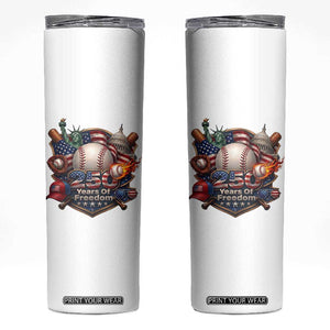 USA 250 Years Of Freedom Baseball Graphic Skinny Tumbler TS12 White Print Your Wear