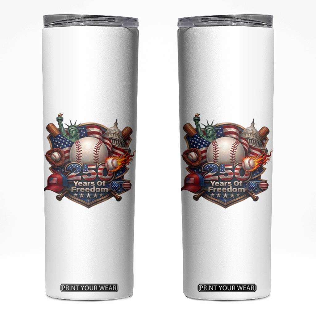 USA 250 Years Of Freedom Baseball Graphic Skinny Tumbler TS12 White Print Your Wear