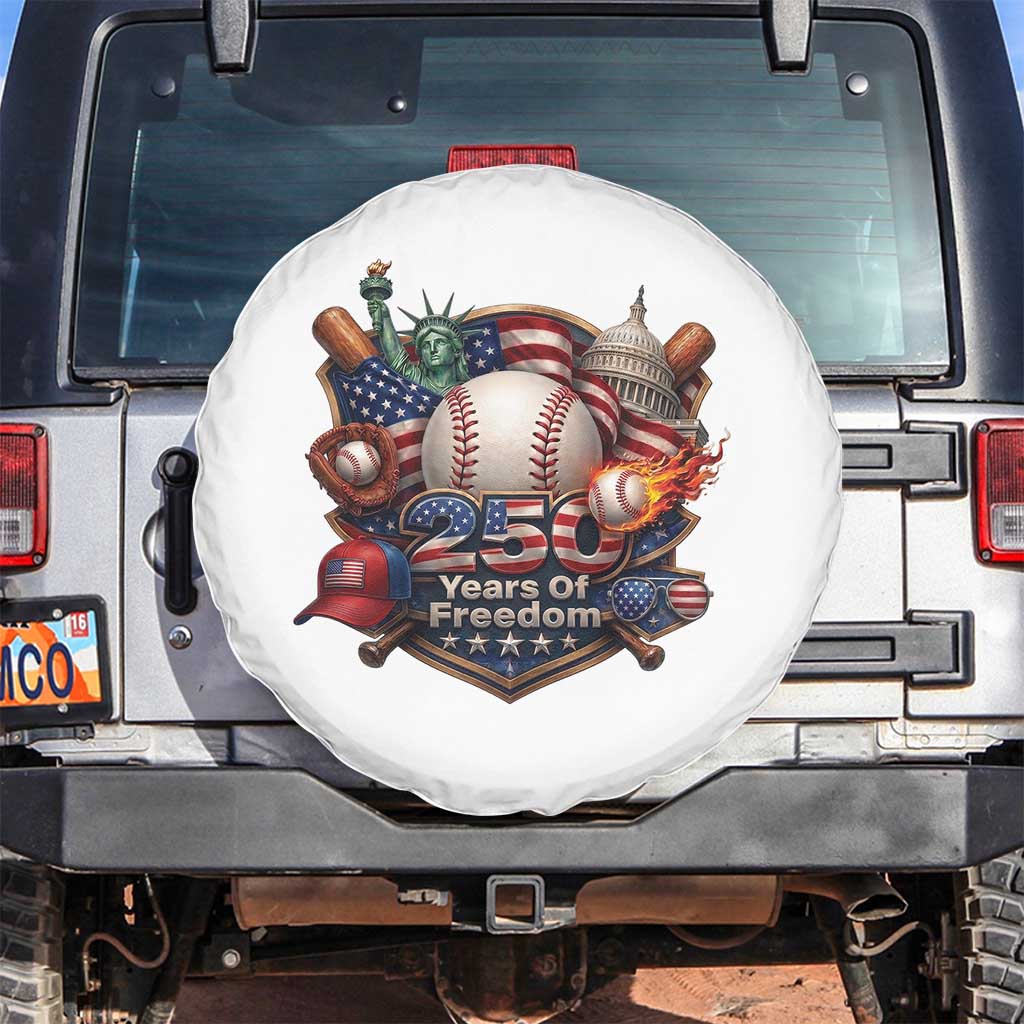 USA 250 Years Of Freedom Baseball Graphic Spare Tire Cover TS12 No hole White Print Your Wear