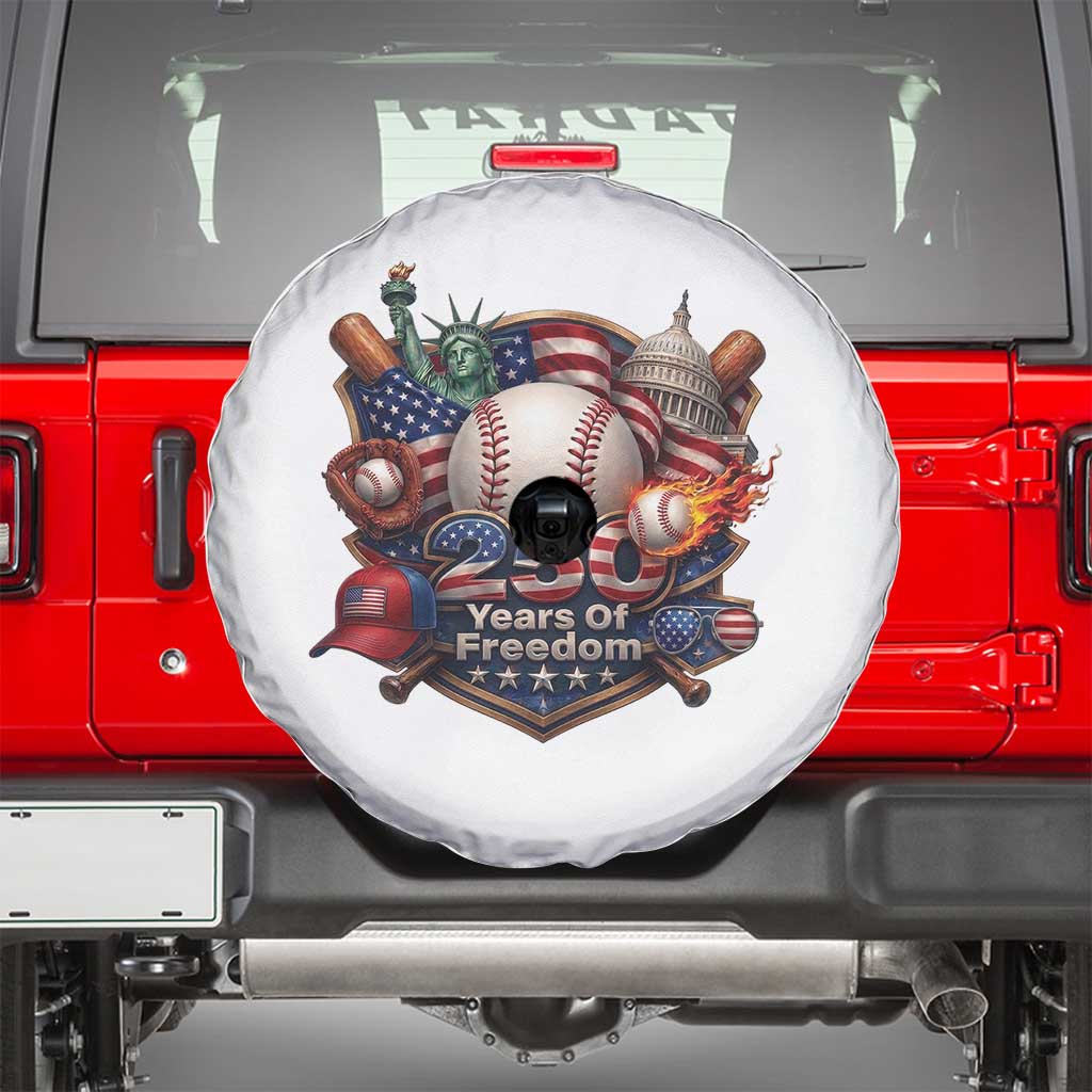 USA 250 Years Of Freedom Baseball Graphic Spare Tire Cover TS12 White Print Your Wear