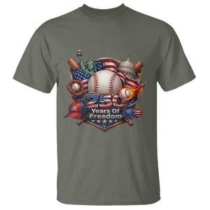 USA 250 Years Of Freedom Baseball Graphic T Shirt TS12 Military Green Print Your Wear