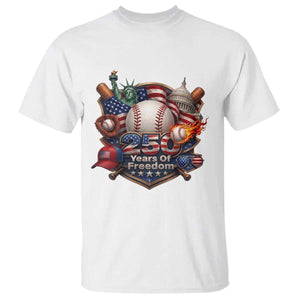 USA 250 Years Of Freedom Baseball Graphic T Shirt TS12 White Print Your Wear