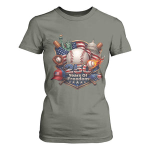 USA 250 Years Of Freedom Baseball Graphic T Shirt For Women TS12 Military Green Print Your Wear