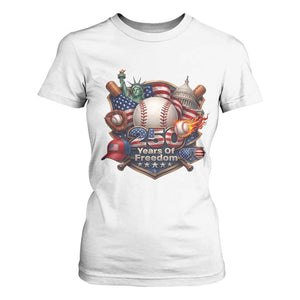 USA 250 Years Of Freedom Baseball Graphic T Shirt For Women TS12 White Print Your Wear