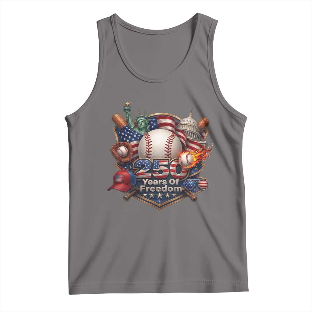 USA 250 Years Of Freedom Baseball Graphic Tank Top TS12 Deep Heather Print Your Wear