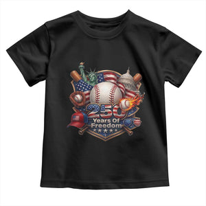 USA 250 Years Of Freedom Baseball Graphic Toddler T Shirt TS12 Black Print Your Wear