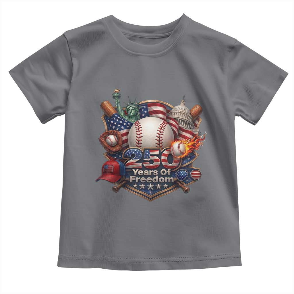 USA 250 Years Of Freedom Baseball Graphic Toddler T Shirt TS12 Charcoal Print Your Wear