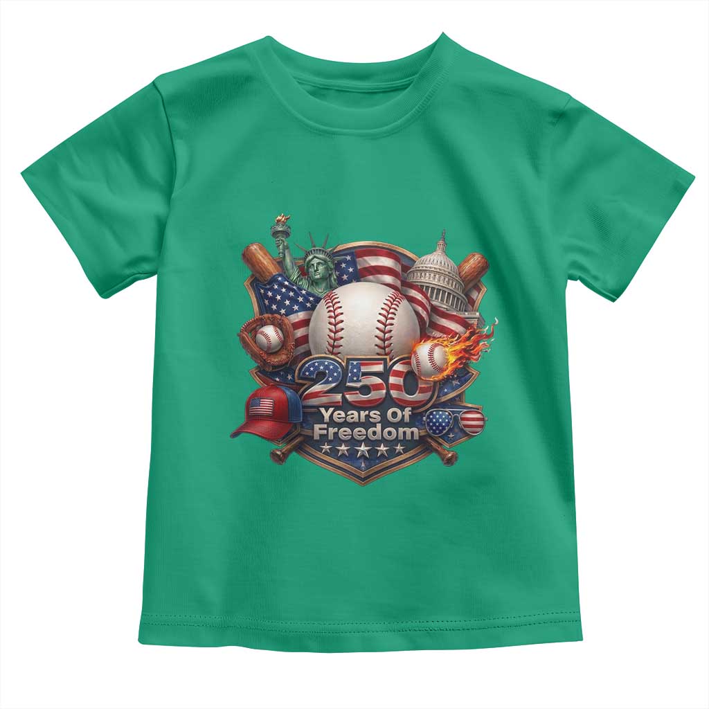 USA 250 Years Of Freedom Baseball Graphic Toddler T Shirt TS12 Irish Green Print Your Wear